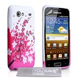 Yousave Accessories TM Samsung Galaxy S Advance i9070 Rosa / Wei� Blumen Biene Muster Silikon Gel Schutzh�lle Tasche Mit Displayschutz Folie Und Graues Micro Faser Poliertuchvon "Yousave"