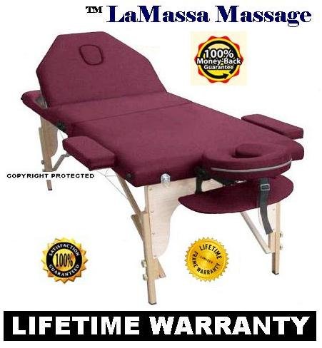 TM *LaMassa - $134.00 Massage Table *Burgundy - Bed Spa Portable - Package (Includes FREE Carry Case, Massage DVD, And Spa Music CD - #Pro4y
