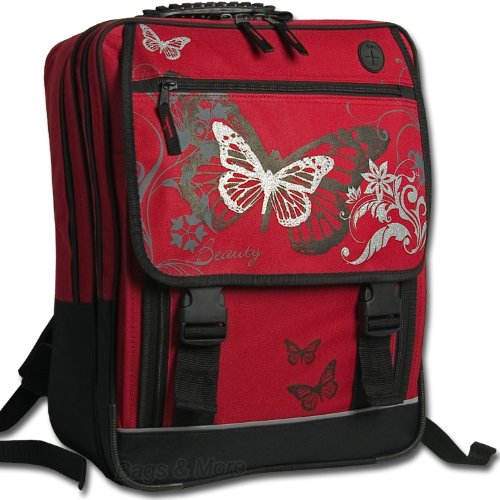 FABRIZIO Rucksack BUTTERFLY Schulrucksack Schulranzen Rot FABRIZIO Rucksack BUTTERFLY Schulrucksack Schulranzen Rot