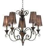 Kenroy Home 90565MB Lincolnshire Five-Light Chandelier, Mocha Bliss with Pleated Shades