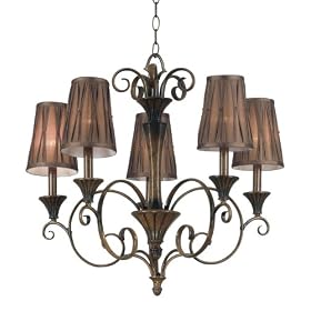 Kenroy Home 90565MB Lincolnshire Five-Light Chandelier, Mocha Bliss with Pleated Shades