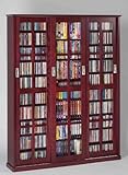 IMAGE OF Leslie Dame MS-1050DC Glass Sliding 3 Door Media Storage Cabinet - Dark Cherry