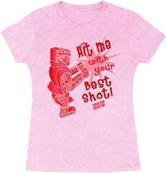 Rock'em Sock'em Robots Best Shot Pink Juniors Tee T-Shirt
