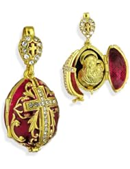 Locket Egg Pendant Virgin Mary Christ Russia Silver 925 Gold Plated Madonna & Child
