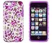 DandyCase 2in1 Hybrid High Impact Hard Lavender Garden Floral Pattern + Purple Silicone Case Cover for Apple iPhone 5C Screen Cleaner