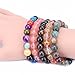 Qitian 10mm Genuine Onyx Gemstone Crystal Beads Bracelets Stretch Handmade Elastic Strand Bracelet Set of 5