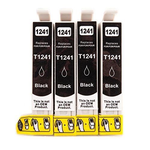 SPEED Compatible Ink Cartridge Replacement for Epson T1241 (Black, 4-Pack)