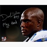 DeMarcus Ware Autographed Close Up 11 x 14 Photograph with Play Hard Inscription (Unframed)