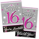 Sweet 16 Sparkle Invitations and Thank You Notes 20ct