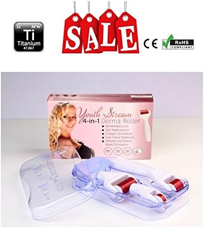 Derma Beauty System Kit 4-in-1 with roller PINS (0.5mm, 1mm 1.5mm) wrinkles, sun damage, acne scars, stretch marks, cellulite