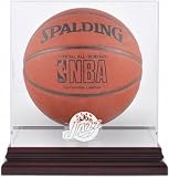 Utah Jazz Mahogany Logo Basketball Display Case and Mirror Back