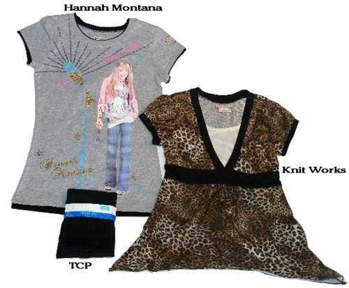 BRAND NEW GIRLS 3 PC CLOTHING LOT - HANNAH MONTANA, THE CHILDRENS PLACE, KNIT WORKS - SIZES 14, 16