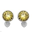 Earrings With 22.95ctw Precious Stones - Genuine Diamonds and Quartz Made of 14K White Gold. Total item weight 16.3g Length 24.5mm