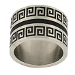 Stainless Steel Ring 316L Grooved Design Black Accented Flat Band Matte Finish 15mm Width by Bucasi