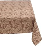 Mahogany Oak Leaf 60-Inch by 90-Inch 100-Percent Cotton Jacquard Tablecloth, Taupe