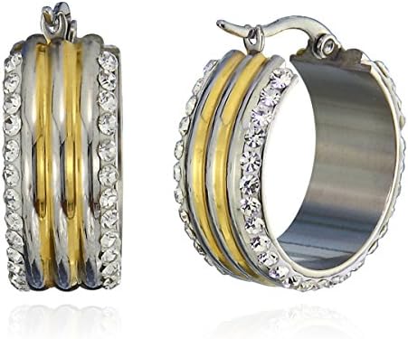 Fonhop Splendor Rhinestone-studded Stainless Steel Hoop Earrings