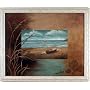 Aqua Beach Rowboat Water Seashell Framed Picture