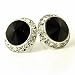 Silvertone Black 15mm Swarovski Crystal Framed Earrings Fashion Jewelry -- Made In USA