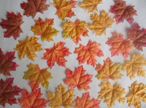 100-1000pcs Fall Silk Leaves Wedding Favor Autumn Maple Leaf Decorations Mixed color-500