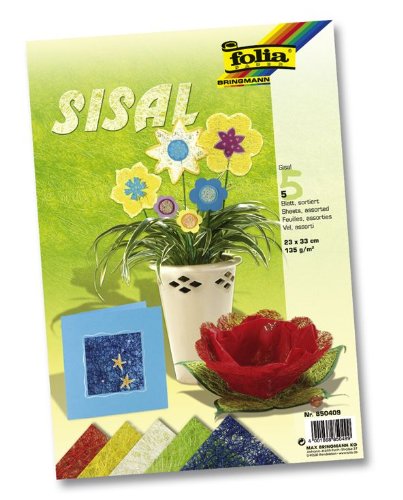 Folia 850409 - Sisal 135g/m&sup2;, 23 x 33cm, 5 Blatt, farbig sortiert Preisvergleich