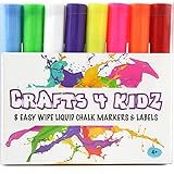 HALLOWEEN Liquid Chalk Markers & 24 Chalkboard-Style Stickers - Ideal To Decorate Your Windows - Use for Decorations, Gifts, Props or Party - Bright Colors and Reversible Tips