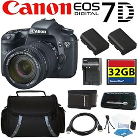 Canon EOS 7D 18 MP CMOS Digital SLR Camera with 3-inch LCD and 18-135mm f/3.5-5.6 IS UD Standard Zoom Lens + 32GB Premium Accessory Kit