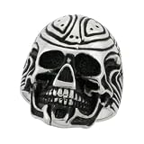 Surgical Steel Gothic Bot Skull Ring Blackened finish 1 1/8 in. (29mm) wide, sizes 9 to 15