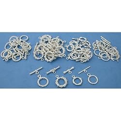 Twisted Bali Toggle Clasps Silver Plated Approx 48
