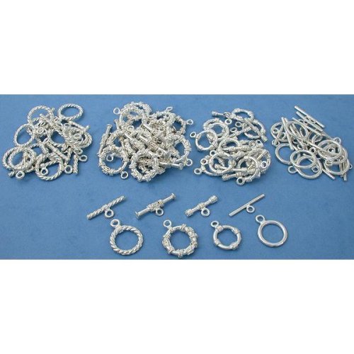Twisted Bali Toggle Clasps Silver Plated Approx 48