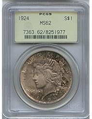 Coins: 1924 Peace Dollar MS-62 PCGS