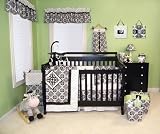 VERSAILLES BLACK & WHITE - 3 PIECE CRIB BEDDING SET