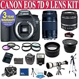 Canon EOS 7D 18 MP Digital SLR Camera with 9 Lens Deluxe Camera Outfit w/ C ....