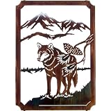 22 Lazart Metal Wall Art Wall Decor - Lone Wolf (Framed) by 