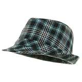 Sparkle Tweed Plaid Fedora Hat - Blue