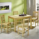 Ensemble Table + 4 Chaises, Pin vernis naturel