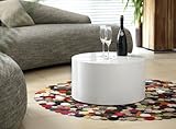 SalesFever Kubus Couchtisch rund Hochglanz (D 60 x H 30cm, weiß (Hochglanz))