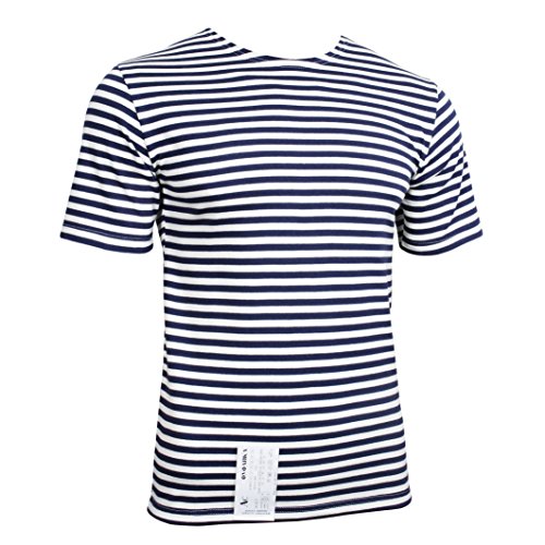 Genuine Russian Navy TELNYASHKA T-Shirt - Blue Striped Short Sleeved Top