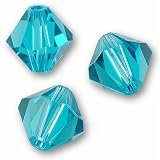 20 BICONE 6mm Swarovski BLUE ZIRCON 5301 Crystal Beads.