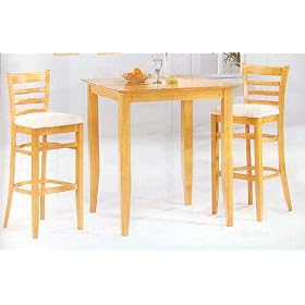 3 Piece Maple Finish Table and Bar Stool by 