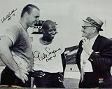 Dick Butkus and Gale Sayers Chicago Bears with George Halas 16x20 Autographed Black and White Photograph
