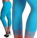 EyeCatchClothing - 3/4 Capri Damen Leggings mit Spitze Details