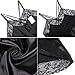 Ekouaer Sexy Lingerie Women's Sleepwear Satin Lace Chemise Nightgown(Black,M)