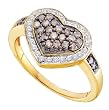 1/2 Ctw. Chocolate and White Diamond Heart Promise Ring Size 7