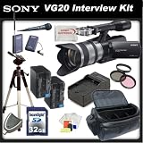 Sony NEX-VG20H Interchangeable Lens HD Handycam Camcorder With Sony 18-200mm E-mount Lens + Interview Package - Includes: Wireless Lapel & Handheld Microphone Set, 3 Piece Filter Kit (UV,CPL,FLD), 32GB SDHC Memory Card, Card Reader, Full Size Tripod, 2 Replacement NP-FV100 Battery Packs, Rapid Travel Charger, Carrying Case & SSE Microfiber Cleaning Cloth