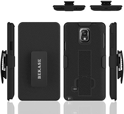 Samsung Galaxy Note 4 Case, BEKASE (TM) Hard Shell Holster Combo Matte finish Protective Slim Case for Samsung Galaxy Note 4 with KickStand &amp; Locking Belt Swivel Clip (Compatible with All Carriers, Fits AT&amp;T, Verizon, Sprint &amp; T-Mobile) (Black)