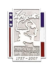 14K White Gold Marquis de La Fayette Commemorative Lapel Pin -- LIFETIME WARRANTY