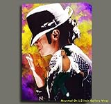 MICHAEL JACKSON ORG MIXED MEDIA UNIQUE PAINTING ON CANVAS W GALLERY WRAP STYLE 16X24X1.5