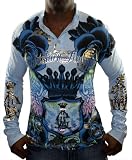 CHRISTIAN AUDIGIER Ed Hardy Mens Tattoo Long Sleeve Henley Shirt Tee