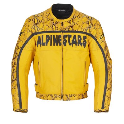Alpinestars Boa Mens Leather Motorcycle Jacket Yellow Medium