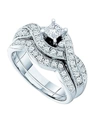 0.77CTW DIAMOND 0.33CT CENTER PRINCESS BRIDAL SET
